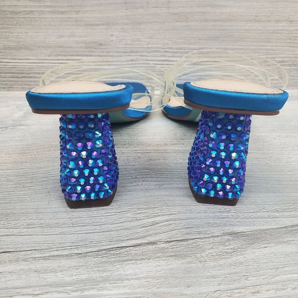 Betsey Johnson Capri blue rhinestone heels